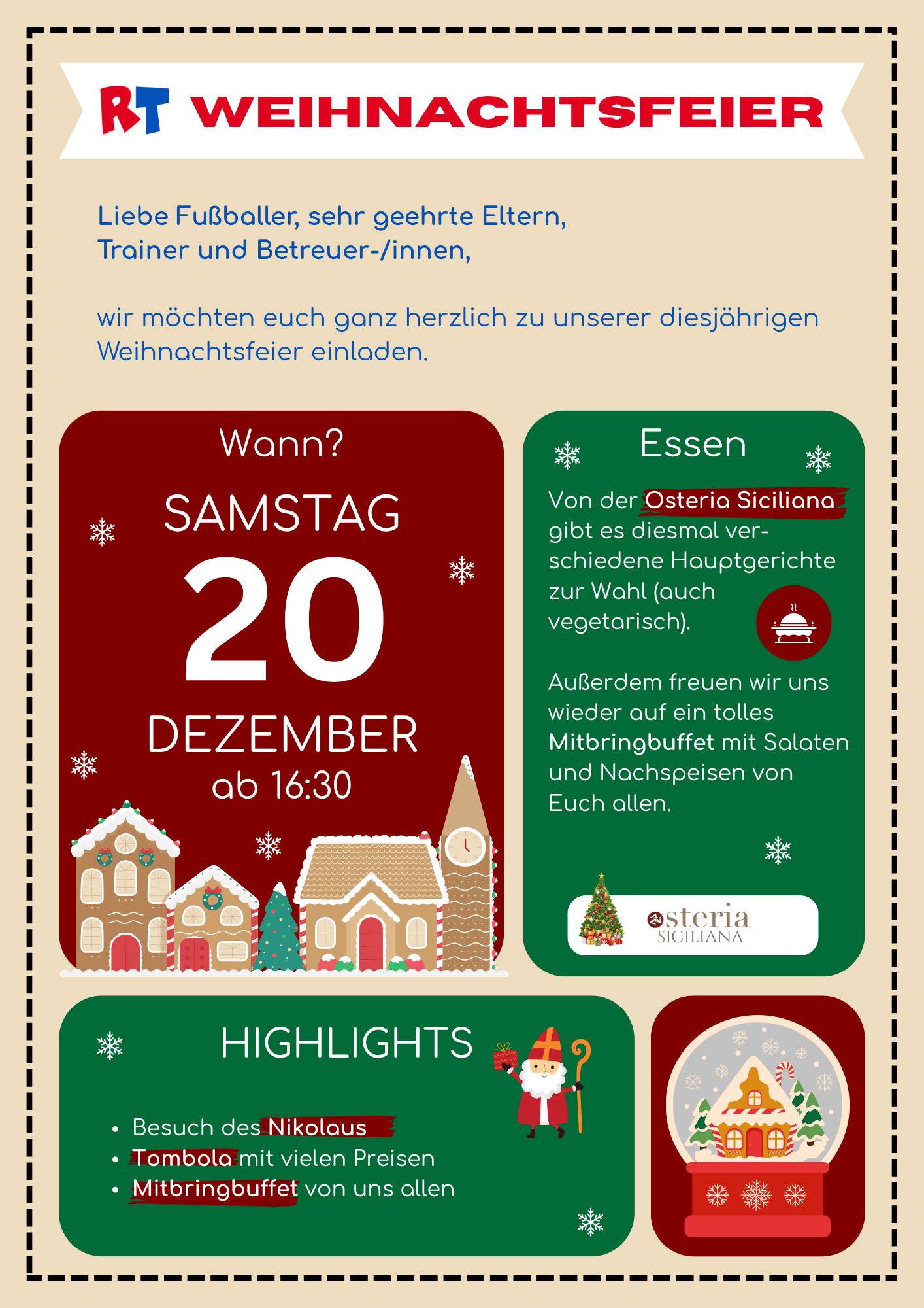 Weihnachtsfeier RT Fußball